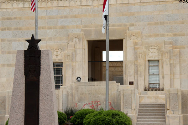 Facade details of Gonzales Historical Memorial. Gonzales, TX.