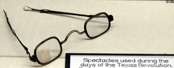 Spectacles used during the Texas Revolution at Gonzales Historical Memorial. Gonzales, TX.