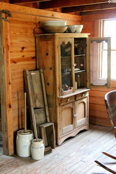 Cupboard in Gates house at Pioneer Village. Gonzales, TX.