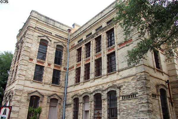 Gonzales County Jail (1887) (Courthouse Sq. at St. Lawrence St.). Gonzales, TX. Style: Italianate. Architect: Eugene T. Heiner. On National Register.