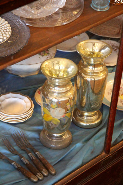 Cutlery, plates & Mercury glass vases in Forke Store at Conservation Plaza. New Braunfels, TX.