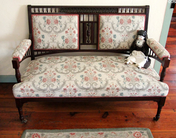 Settee in parlor of Jahn House at Conservation Plaza. New Braunfels, TX.