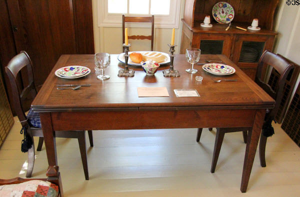 Walnut dining draw table by Johann Jahn at Museum of Texas Handmade Furniture. New Braunfels, TX.