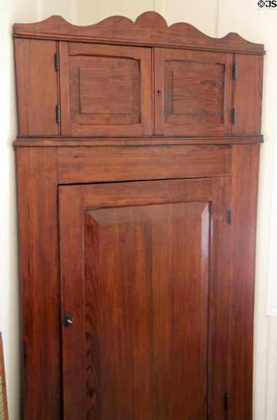Pine, two-piece corner cabinet attrib. Johann Jahn & from home of his in-laws at Museum of Texas Handmade Furniture. New Braunfels, TX.