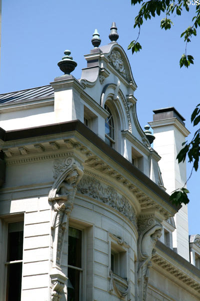Sculpted figures on Utah Governor's Mansion. Salt Lake City, UT.