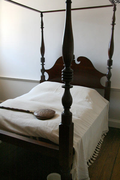 Bedroom with four poster bed in Moses Myers House museum. Norfolk, VA.