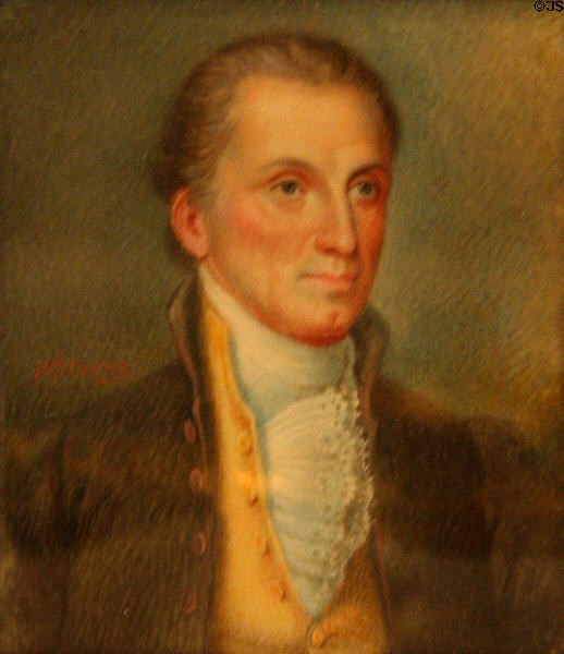 Miniature portrait of James Monroe (c1820s) by H. Strong after original (1821) by John Vanderlyn at Ash Lawn-Highland. Charlotttesville, VA.