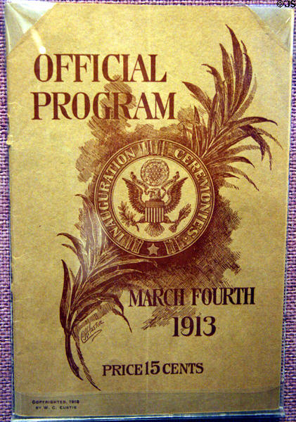 Inauguration of Woodrow Wilson program (1913) at his Presidential Library. Staunton, VA.