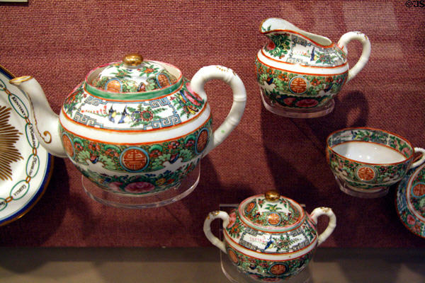 Wilson wedding gift of Rose Medallion china from Chinese ambassador at Woodrow Wilson Presidential Library. Staunton, VA.