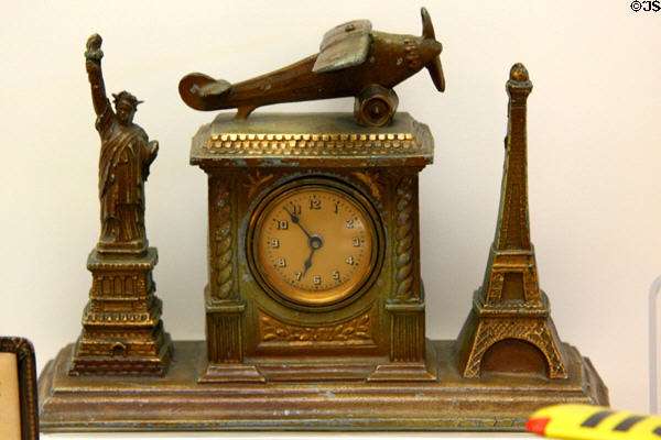 Mantle clock celebration Lindbergh's New York to Paris flight at National Air & Space Museum. Chantilly, VA.
