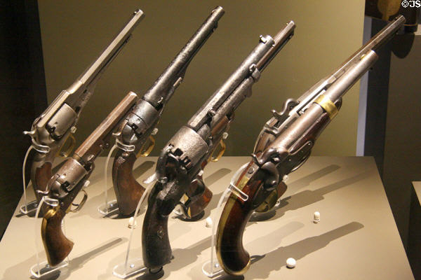 Collection of Civil War pistols at Manassas NHS museum. Manassas, VA.