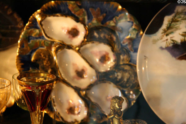 Oyster plate in Haviland's duplicate of President Rutherford B. Hayes China at Maymont Mansion. Richmond, VA.