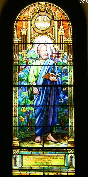 St Philip stained glass for Tennessee by Louis Comfort Tiffany at Blandford Church. Petersburg, VA.