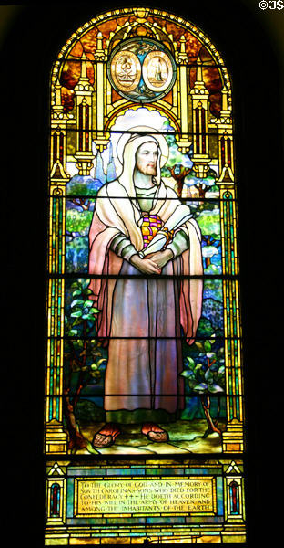 St Mark stained glass for South Carolina by Louis Comfort Tiffany at Blandford Church. Petersburg, VA.