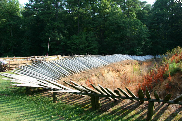 Union defenses of siege encampment on Eastern Front at Petersburg National Battlefield. Petersburg, VA.