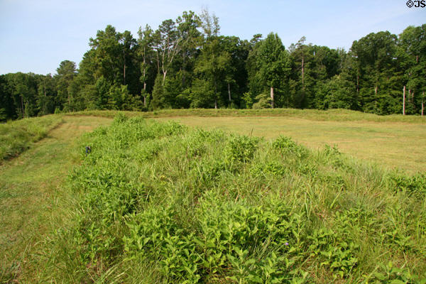 Earthworks landscape of Petersburg National Battlefield. Petersburg, VA.
