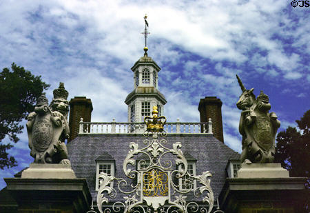 Detail of gate & roof of Governor's Palace. Williamsburg, VA.