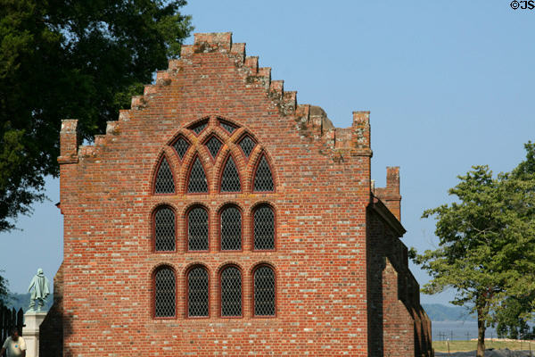 Memorial Church erected in 1907 over foundations of colonies 1617-19 Third Church at Jamestown Colonial National Park. Jamestown, VA.
