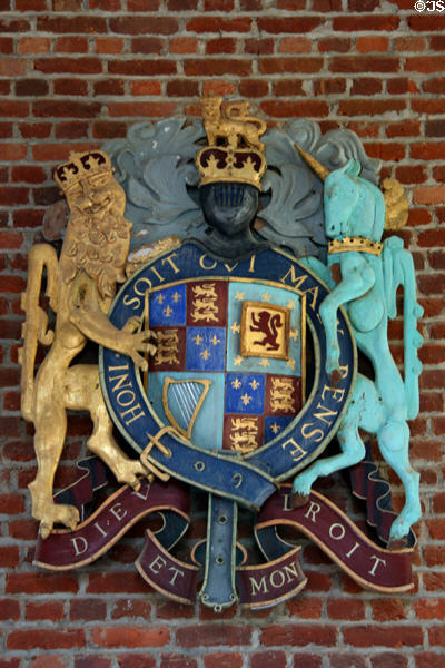 Royal crest in Memorial Church at Jamestown Colonial National Park. Jamestown, VA.