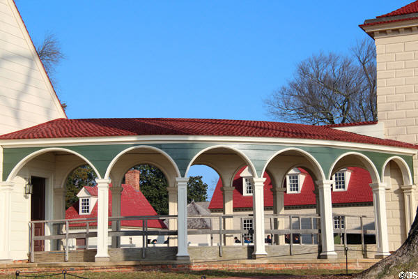 Arcade connecting kitchen to house at Mt Vernon. Washington, VA.