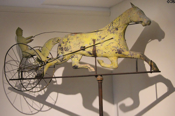 Detail of "Ethan Allen to Sulkey" weathervane (c1870) by Cushing & White of Waltham, MA at Bennington Museum. Bennington, VT.