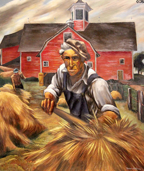 Charley Smith & His Barn painting (c1939) by Francis Colburn at Bennington Museum. Bennington, VT.