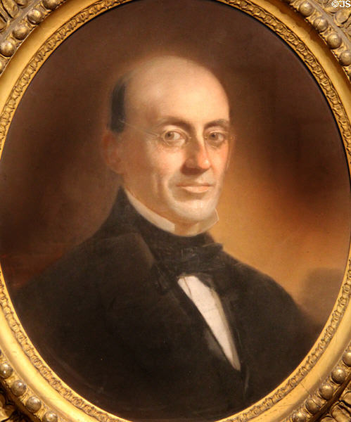 Portrait of newspaper editor & abolitionist William Lloyd Garrison at Bennington Museum. Bennington, VT.
