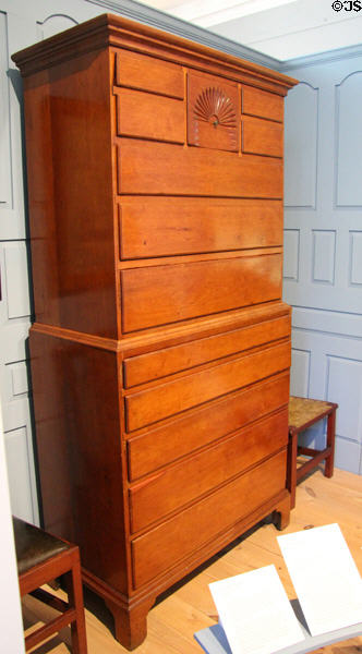 Chest-on-chest (c1800) attrib. to southern NH at Bennington Museum. Bennington, VT.