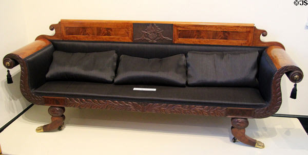 Second Empire style sofa (c1826-31) prob. by John B Warner of Wallingford & Manchester, VT at Bennington Museum. Bennington, VT.