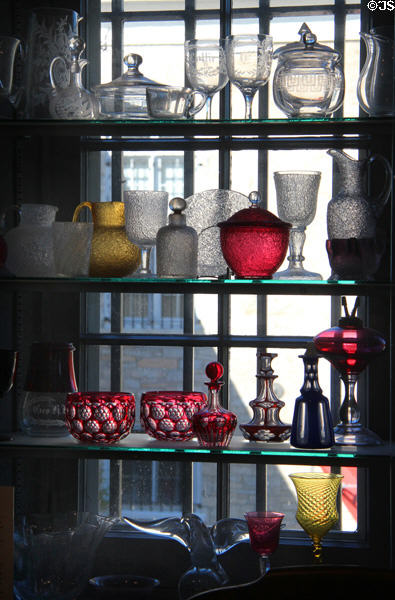 Collection of early American glass at Bennington Museum. Bennington, VT.