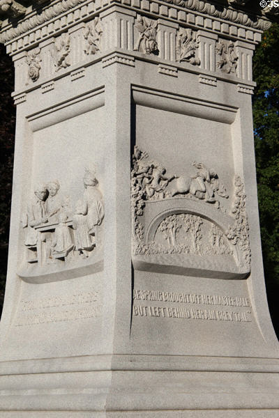 Base of Robert Burns statue (1899) by Elia Corti & Samuel Novelli at Vermont History Center. Barre, VT.
