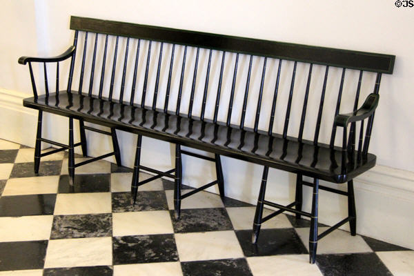 Hall bench on chair supports at Vermont State House. Montpelier, VT.