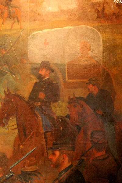 Detail of First Vermont Brigade at Battle of Cedar Creek painting in reception room at Vermont State House. Montpelier, VT.