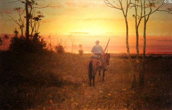Mounted Civil War Sentry painting (c1870s) by Julian Scott at Vermont State House. Montpelier, VT.