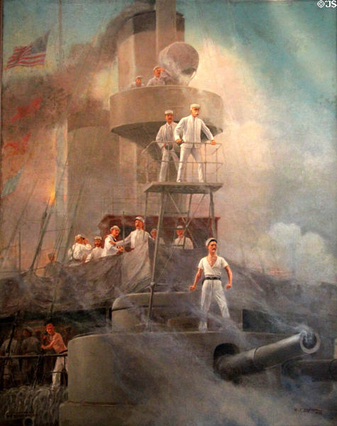 Admiral Dewey at Battle of Manila painting (1940) at Vermont State House. Montpelier, VT.
