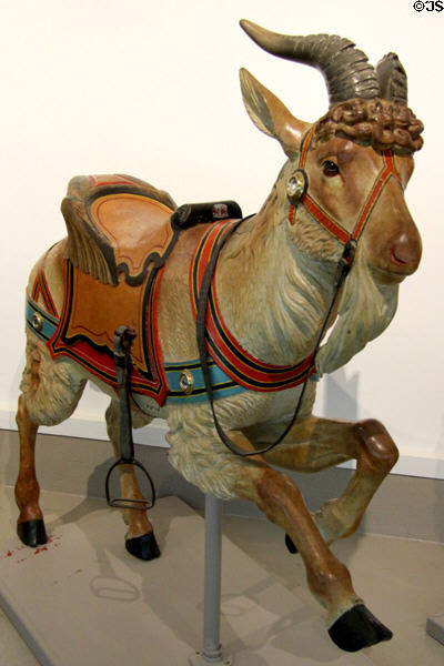 Carousel goat in circus building at Shelburne Museum. Shelburne, VT.