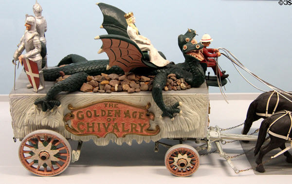 Age of Chivalry pageant wagon circus parade figure (1925-55) in circus building at Shelburne Museum. Shelburne, VT.