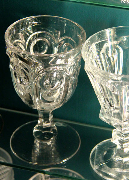 Thumbprint pattern footed glass at Shelburne Museum. Shelburne, VT.