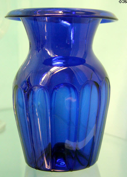 Early American blue glass vase at Shelburne Museum. Shelburne, VT.