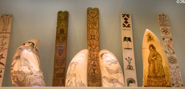 Scrimshaw art teeth & corset stays at Shelburne Museum. Shelburne, VT.