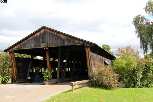 Covered bridge (1845) by George W. Holmes (168ft / 51m) at Shelburne Museum. Shelburne, VT.