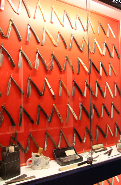 Straight razor collection at Shelburne Museum. Shelburne, VT.