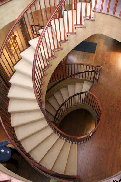 Entrance hall staircase in Webb House at Shelburne Museum. Shelburne, VT.