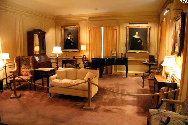 White living room in Webb House at Shelburne Museum. Shelburne, VT.