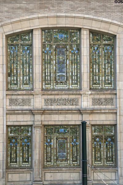 Stained glass windows of First United Methodist Church. Seattle, WA.