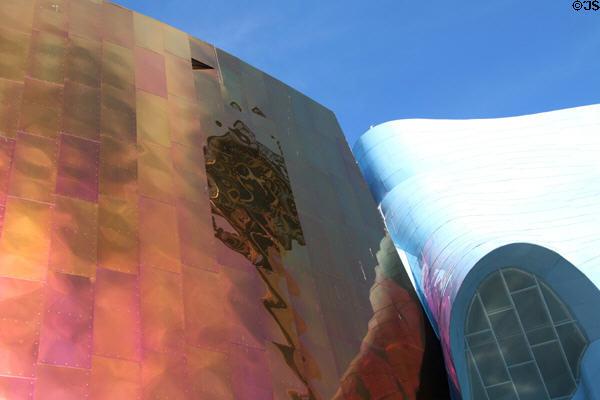 Abstract patterns play on wall of EMP|FSM. Seattle, WA.