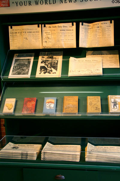 Papers & books Klondike Gold Rush displayed in National Historical Park. Seattle, WA.