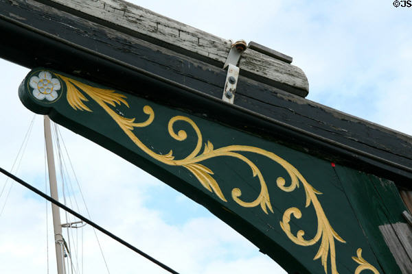 Prow of lumber ship Wawona (1897) later used for fishing then for hauling lumber to Boeing during WW II at Northwest Seaport. Seattle, WA. On National Register.