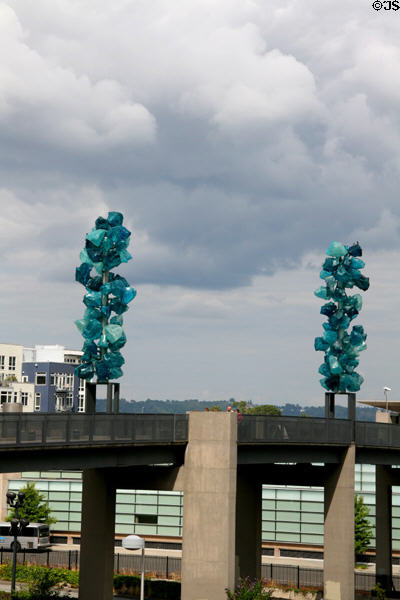 Side view of bridge with Crystal Towers. Tacoma, WA.