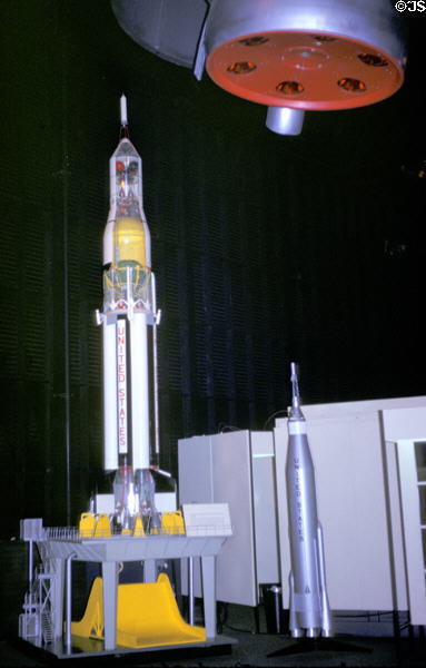 Various American rocket models in Federal Science Pavilion at Century 21 Exposition. Seattle, WA.